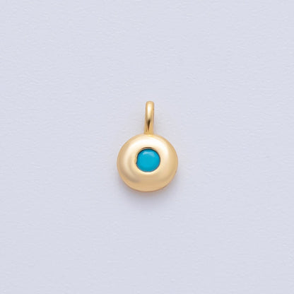 18K Gold Filled 8.5mm Birthstone CZ Bezel Round Mini Pendant | AF1153 - AF1158
