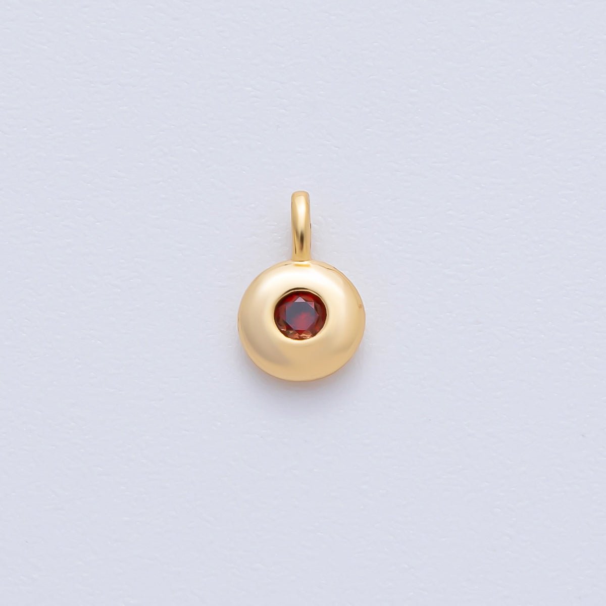 18K Gold Filled 8.5mm Birthstone CZ Bezel Round Mini Pendant | AF1153 - AF1158