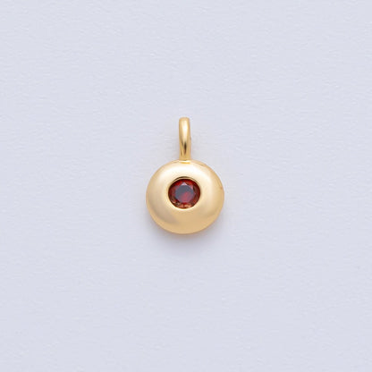 18K Gold Filled 8.5mm Birthstone CZ Bezel Round Mini Pendant | AF1153 - AF1158