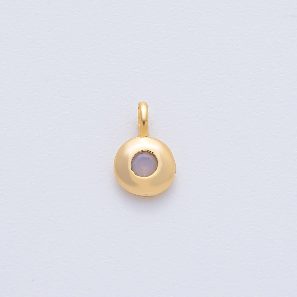 18K Gold Filled 8.5mm Birthstone CZ Bezel Round Mini Pendant | AF1153 - AF1158