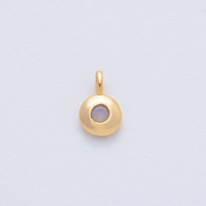 18K Gold Filled 8.5mm Birthstone CZ Bezel Round Mini Pendant | AF1153 - AF1158