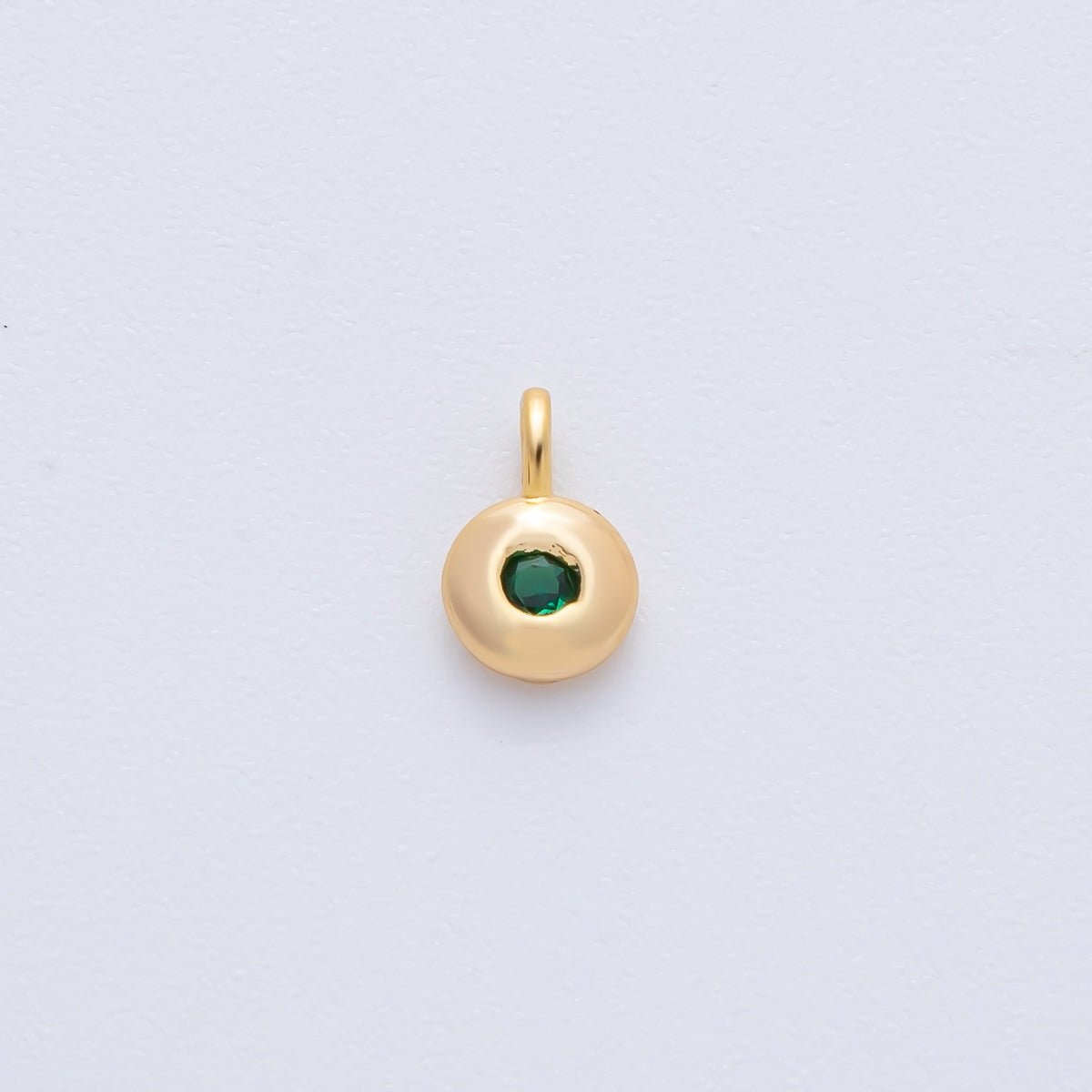18K Gold Filled 8.5mm Birthstone CZ Bezel Round Mini Pendant | AF1153 - AF1158