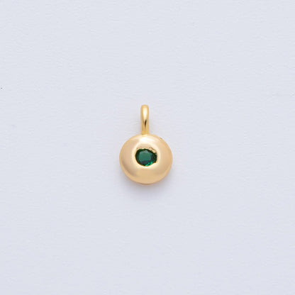 18K Gold Filled 8.5mm Birthstone CZ Bezel Round Mini Pendant | AF1153 - AF1158