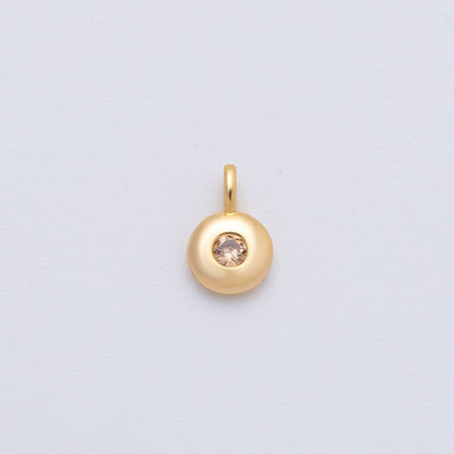 18K Gold Filled 8.5mm Birthstone CZ Bezel Round Mini Pendant | AF1153 - AF1158