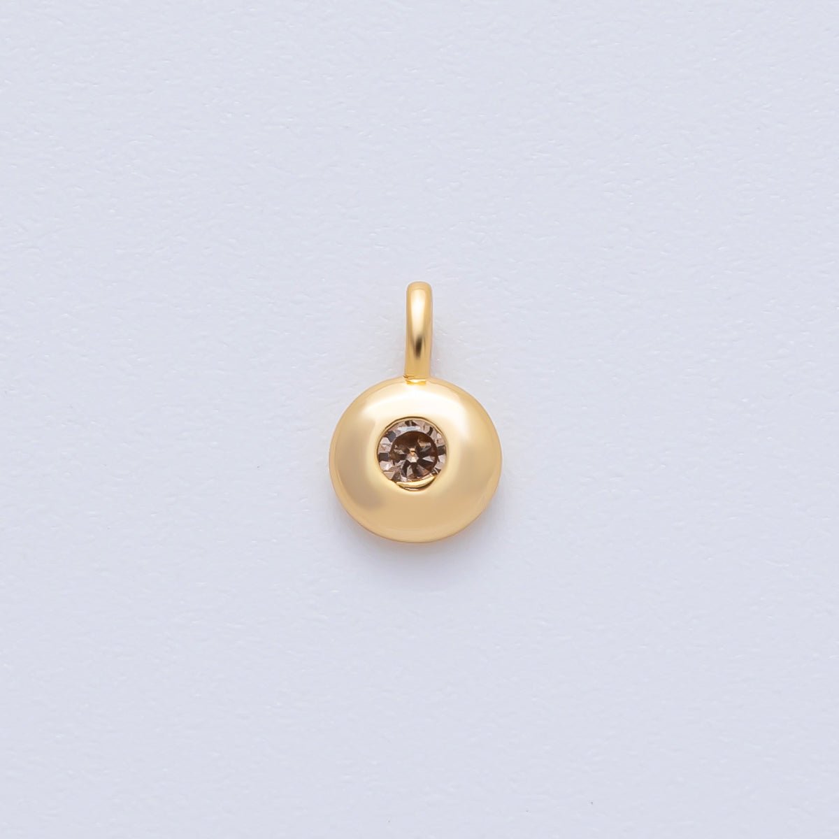 18K Gold Filled 8.5mm Birthstone CZ Bezel Round Mini Pendant | AF1153 - AF1158