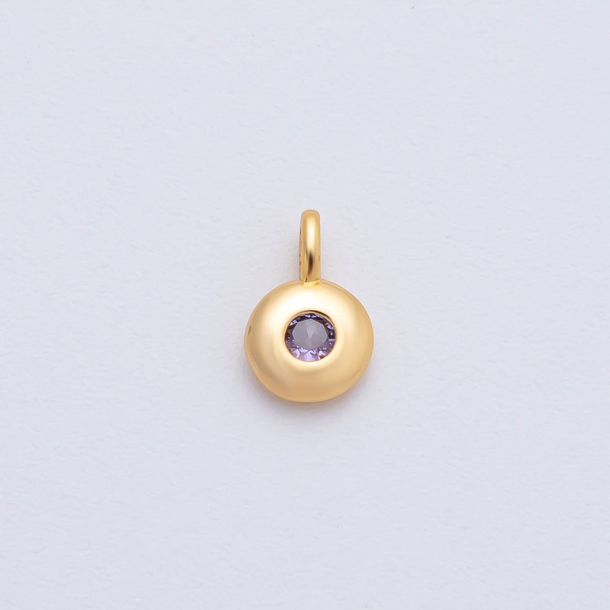 18K Gold Filled 8.5mm Birthstone CZ Bezel Round Mini Pendant | AF1153 - AF1158