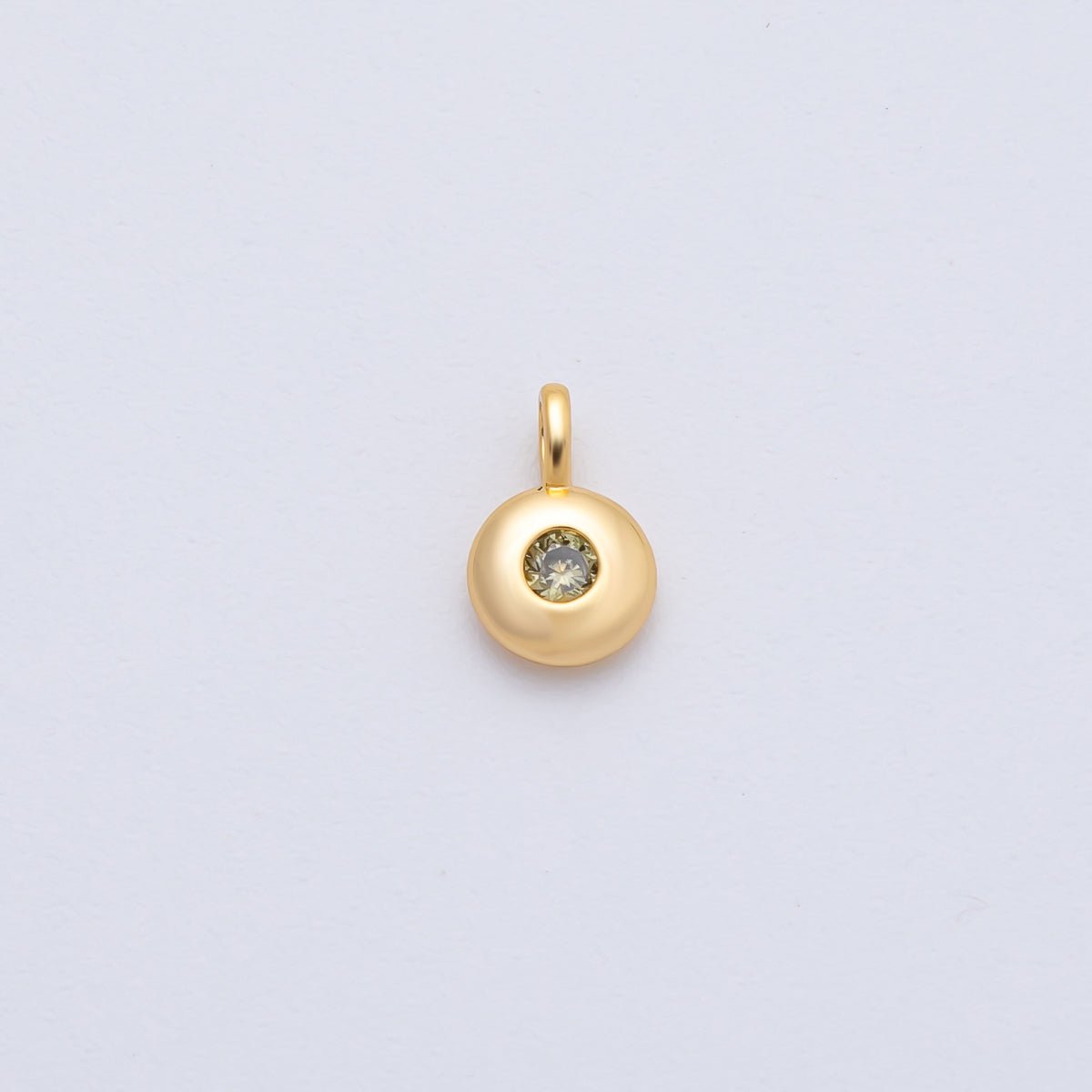 18K Gold Filled 8.5mm Birthstone CZ Bezel Round Mini Pendant | AF1153 - AF1158