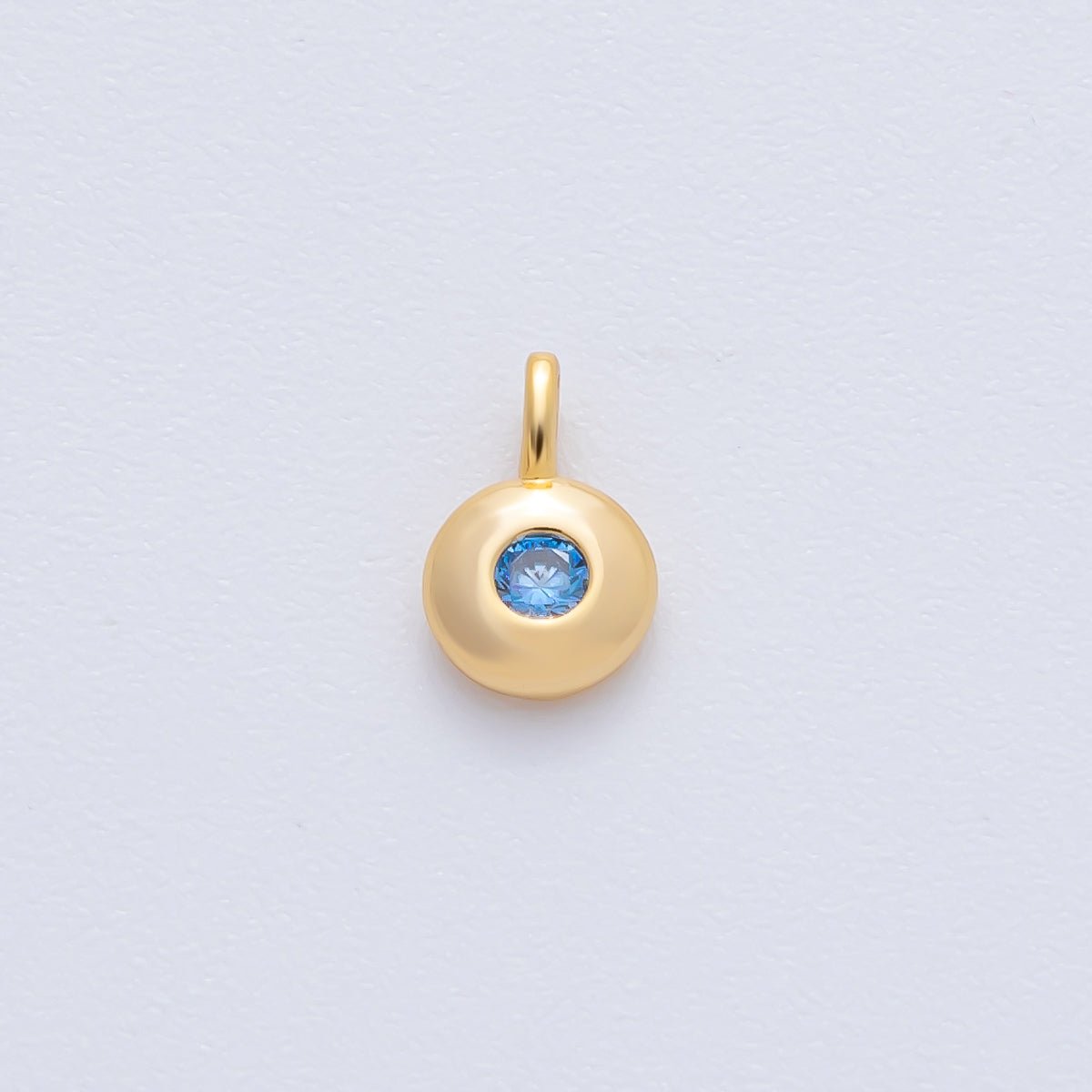 18K Gold Filled 8.5mm Birthstone CZ Bezel Round Mini Pendant | AF1153 - AF1158