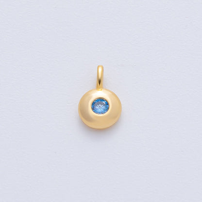 18K Gold Filled 8.5mm Birthstone CZ Bezel Round Mini Pendant | AF1153 - AF1158