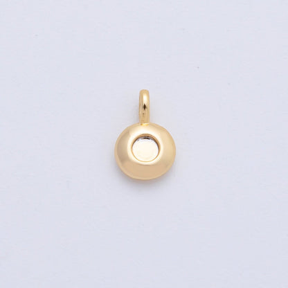 18K Gold Filled 8.5mm Birthstone CZ Bezel Round Mini Pendant | AF1153 - AF1158