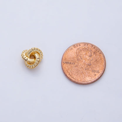 18K Gold Filled 8.5mm Triple Micro Paved CZ Rondelle Knot Bead | B523