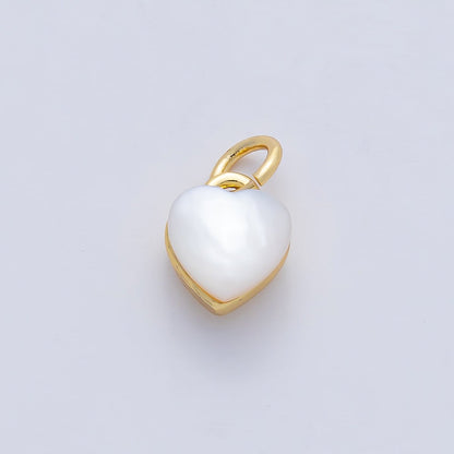 18K Gold Filled 8.8mm Shell Pearl Heart Mini Charm | AF1479