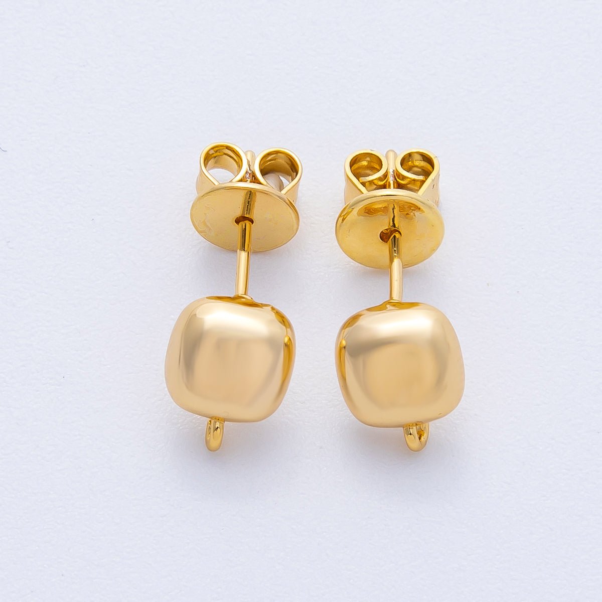 18K Gold Filled 8.8mm Square Minimalist Drop Stud Earring Findings | Findings-00017
