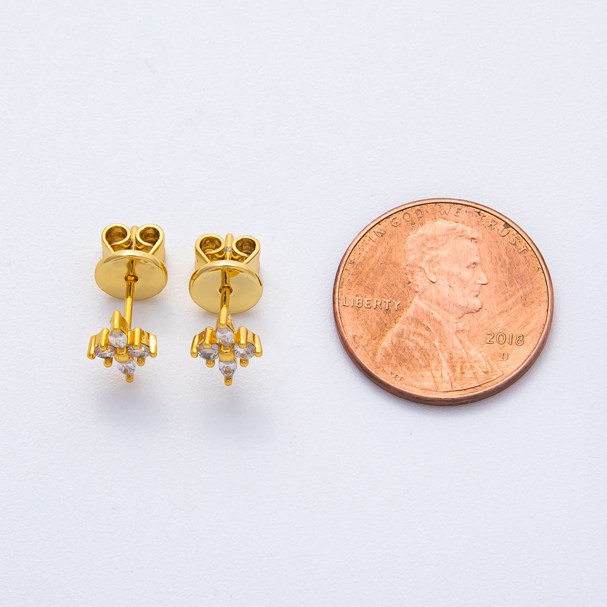 18K Gold Filled 8mm Clear CZ Marquise Blooming Flower Dainty Studs Earrings | AD1570