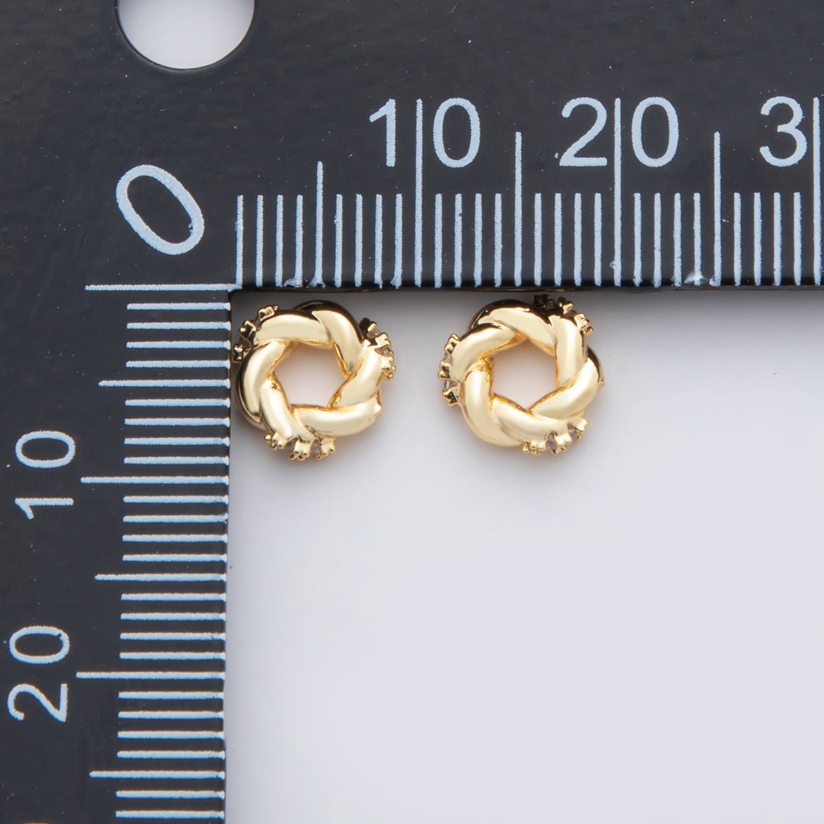18K Gold Filled 8mm CZ Cluster Twist Croissant Bead Spacer | B733