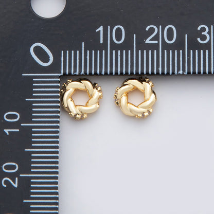 18K Gold Filled 8mm CZ Cluster Twist Croissant Bead Spacer | B733
