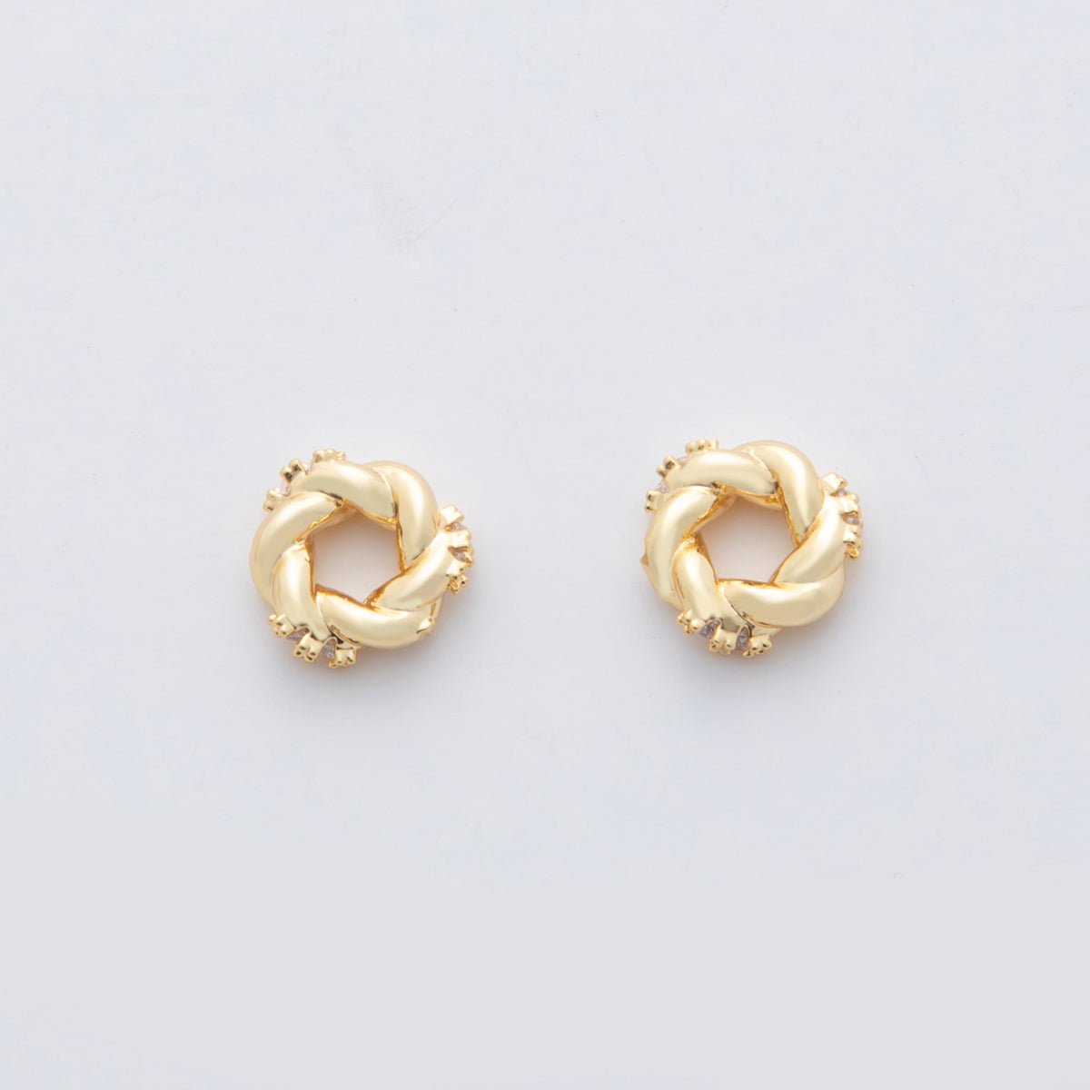 18K Gold Filled 8mm CZ Cluster Twist Croissant Bead Spacer | B733