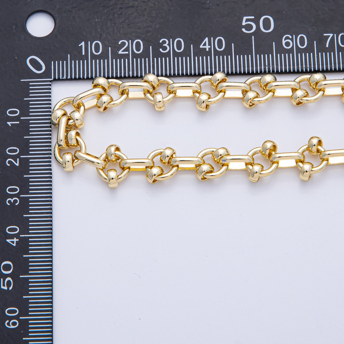 18K Gold Filled 8mm Geometric Paperclip Rolo Unfinished Chain by Yard | Roll-01788