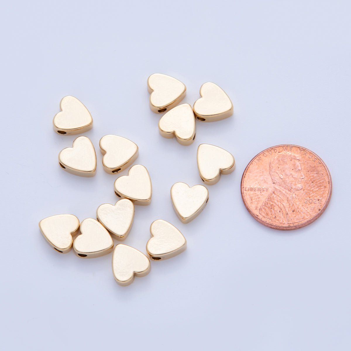 18K Gold Filled 8mm Minimalist Heart Spacer Bead Set by 10 Pieces | B115