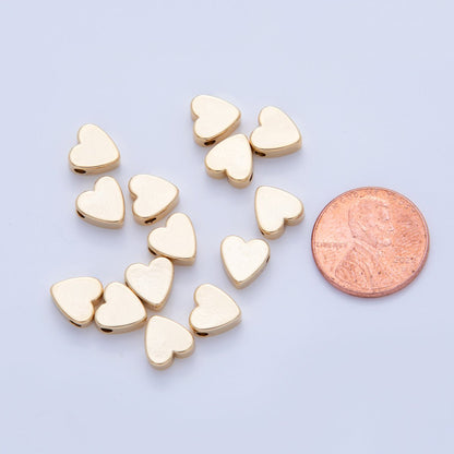 18K Gold Filled 8mm Minimalist Heart Spacer Bead Set by 10 Pieces | B115