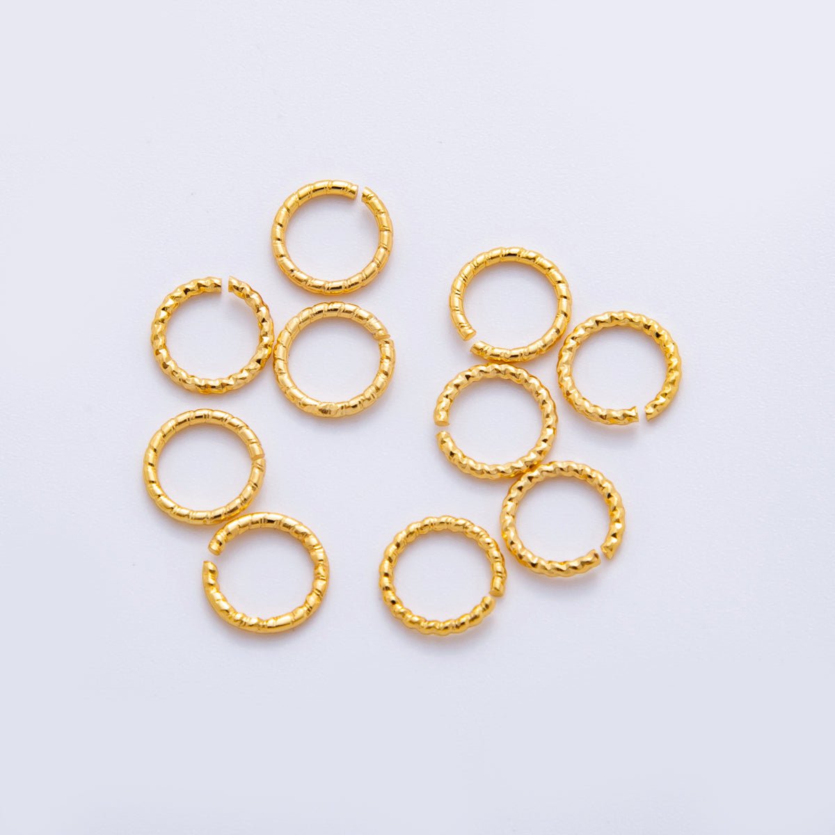 18K Gold Filled 8mm Open Twisted Croissant Round Jump Ring Finding Set | Z1600