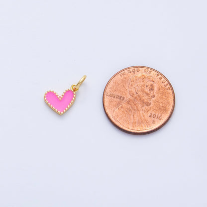 18K Gold Filled 8mm Pink Enamel Heart Mini Charm | Charms-00260