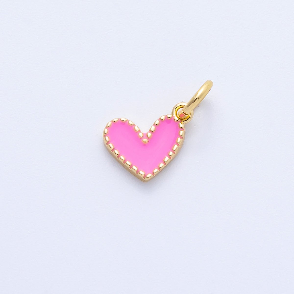 18K Gold Filled 8mm Pink Enamel Heart Mini Charm | Charms-00260