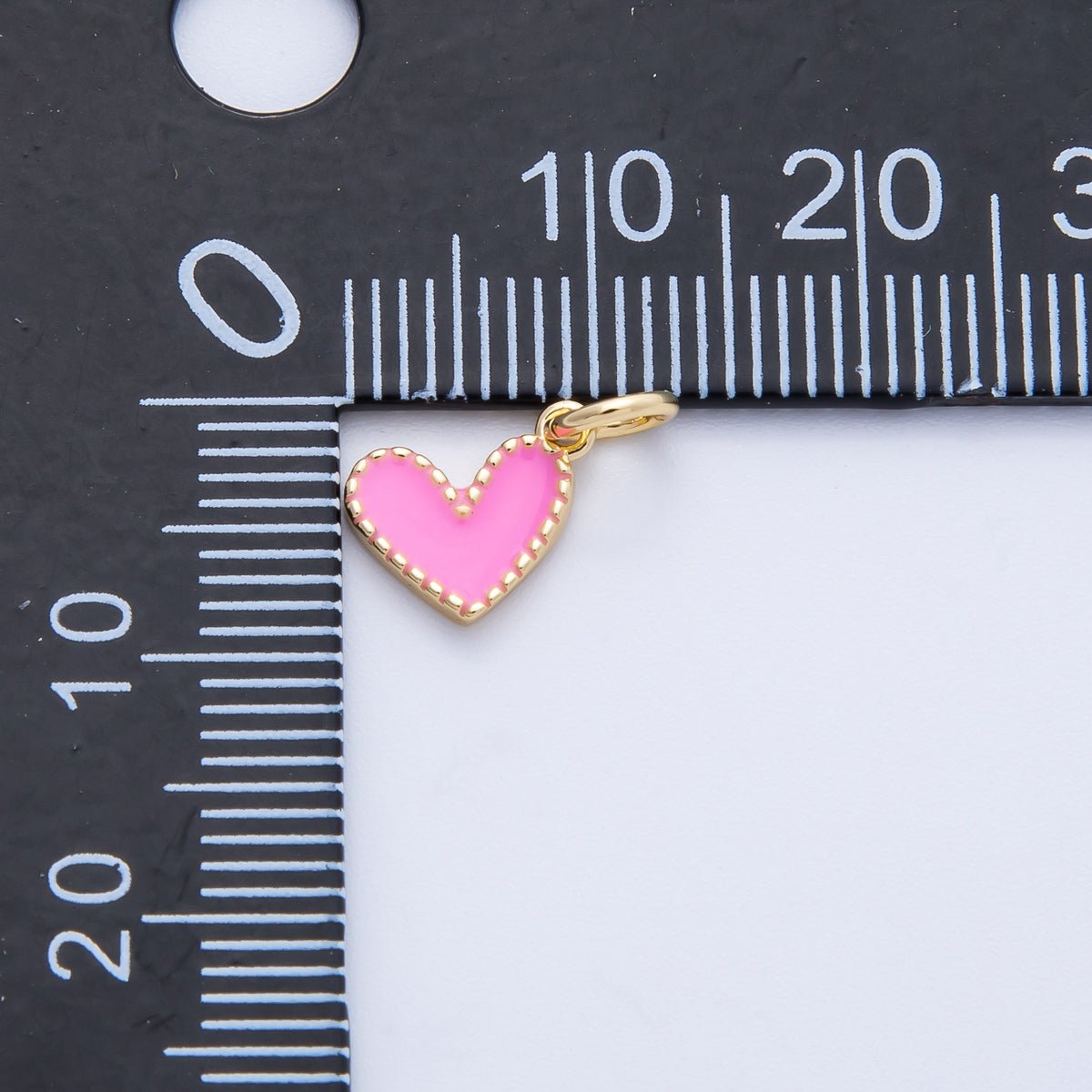 18K Gold Filled 8mm Pink Enamel Heart Mini Charm | Charms-00260