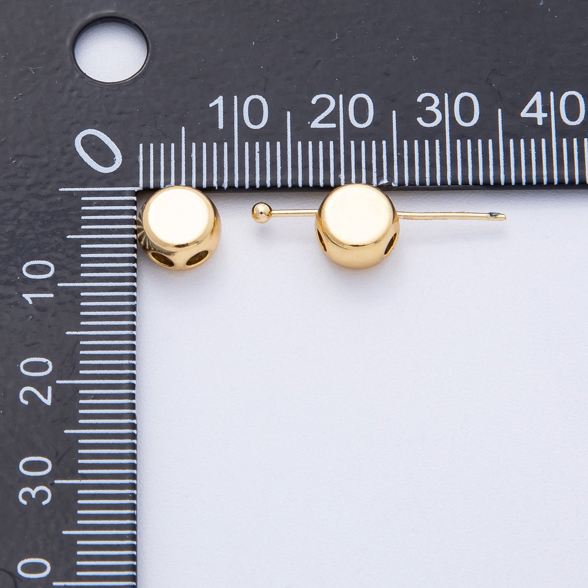 18K Gold Filled 8mm Round Double Hole Adjustable Rubber Stoper Bead | Findings-00064