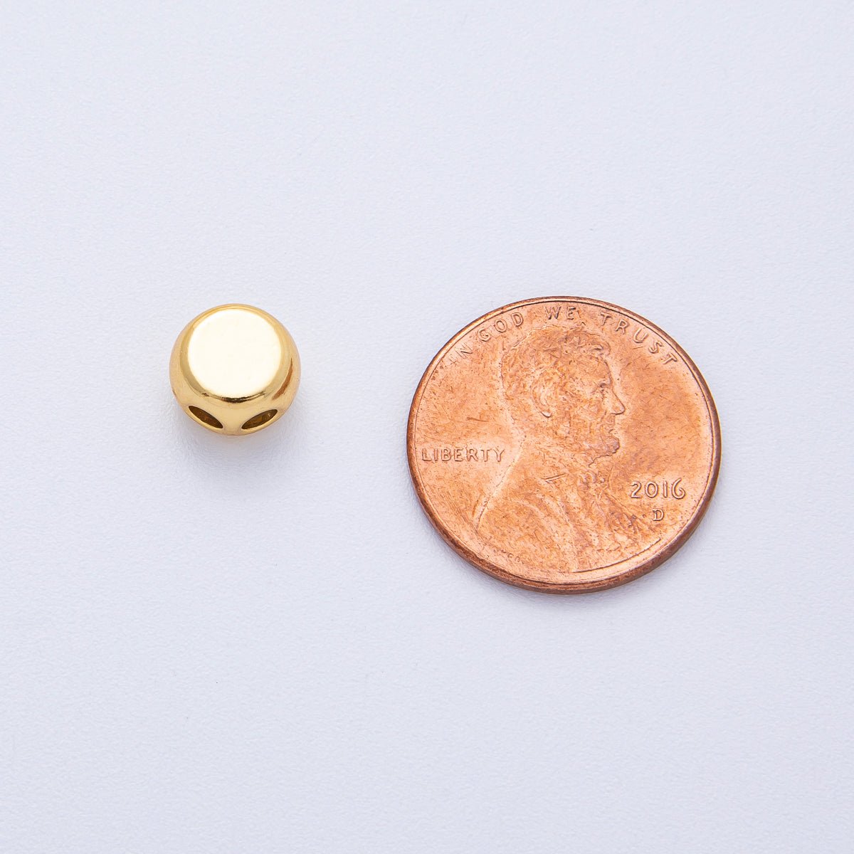 18K Gold Filled 8mm Round Double Hole Adjustable Rubber Stoper Bead | Findings-00064