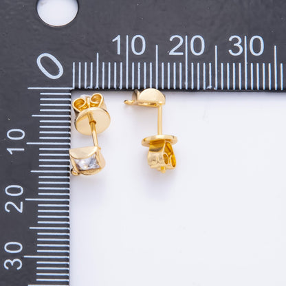 18K Gold Filled 8mm Square-Cut CZ Geometric Half-Earrings Open Loop Earring Findings | Z-A1241
