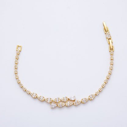 18K Gold Filled 9.5mm Clear CZ Micro Paved Teardrop Tennis Chain Adjustable Bracelet | WA-3881