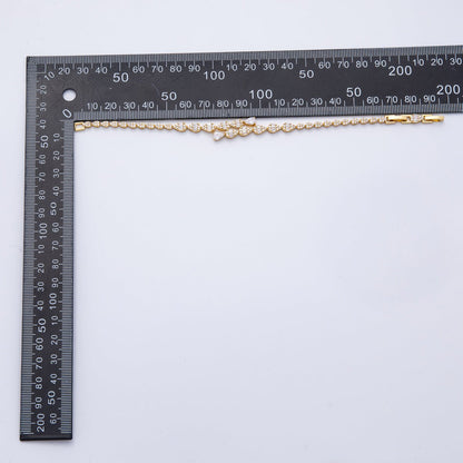 18K Gold Filled 9.5mm Clear CZ Micro Paved Teardrop Tennis Chain Adjustable Bracelet | WA-3881