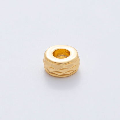 18K Gold Filled 9.6mm Minimalist Multifaceted Textured Rondelle Bead in Gold &amp; Silver | B537