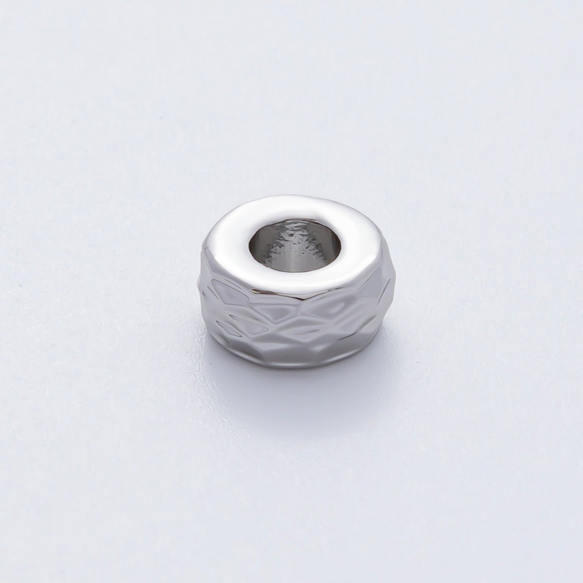18K Gold Filled 9.6mm Minimalist Multifaceted Textured Rondelle Bead in Gold &amp; Silver | B537