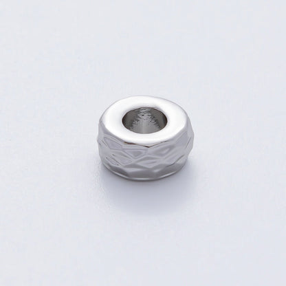 18K Gold Filled 9.6mm Minimalist Multifaceted Textured Rondelle Bead in Gold &amp; Silver | B537
