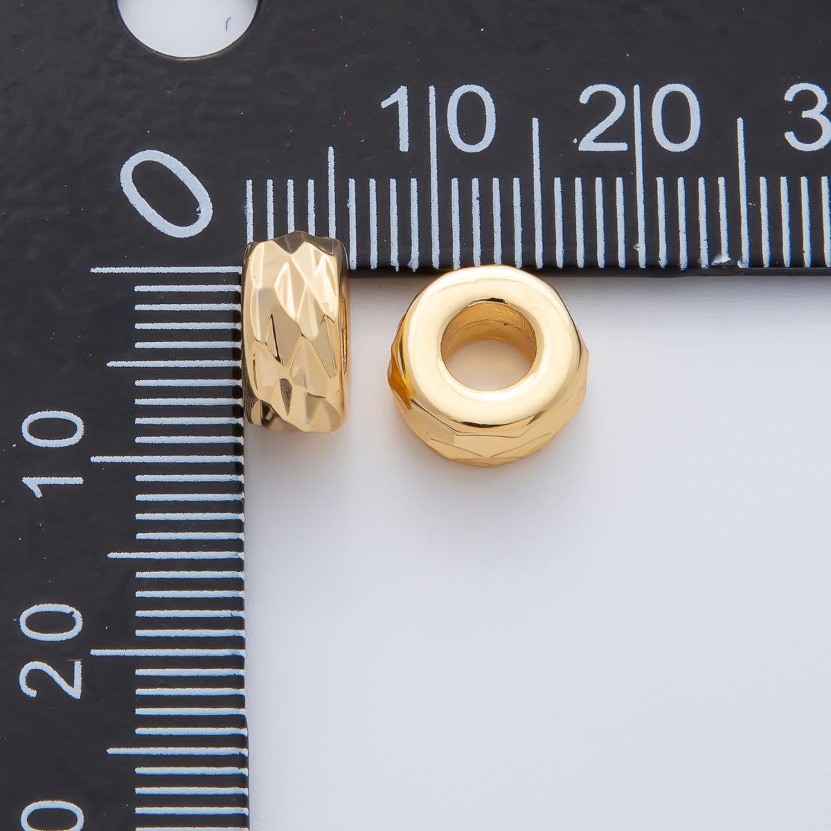 18K Gold Filled 9.6mm Minimalist Multifaceted Textured Rondelle Bead in Gold &amp; Silver | B537
