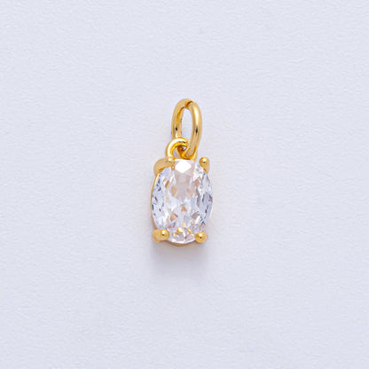 18K Gold Filled 9mm Clear CZ Oval Mini Charm | AK035