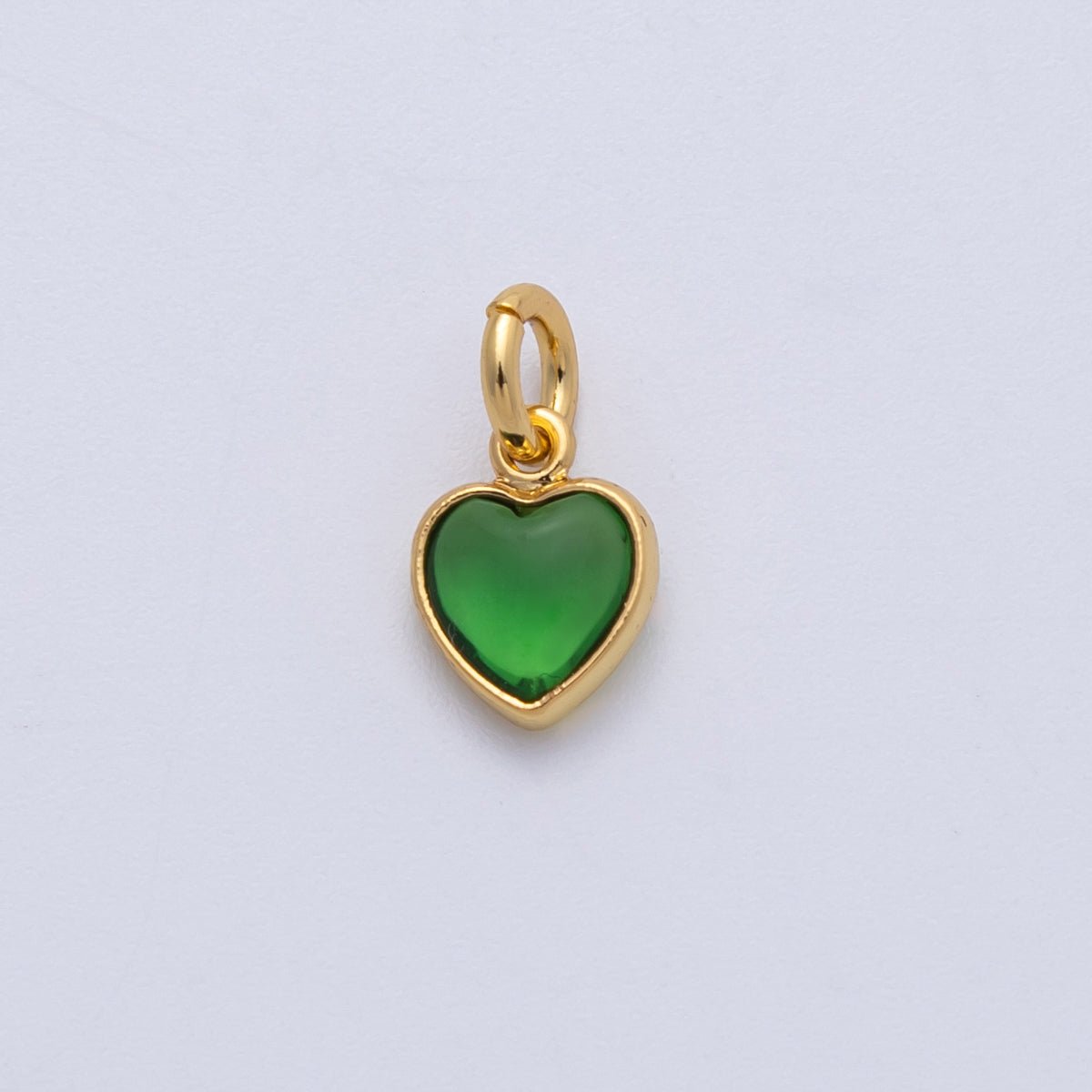 18K Gold Filled 9mm Green Agate Gemstone Heart Mini Charm | Charms-00139
