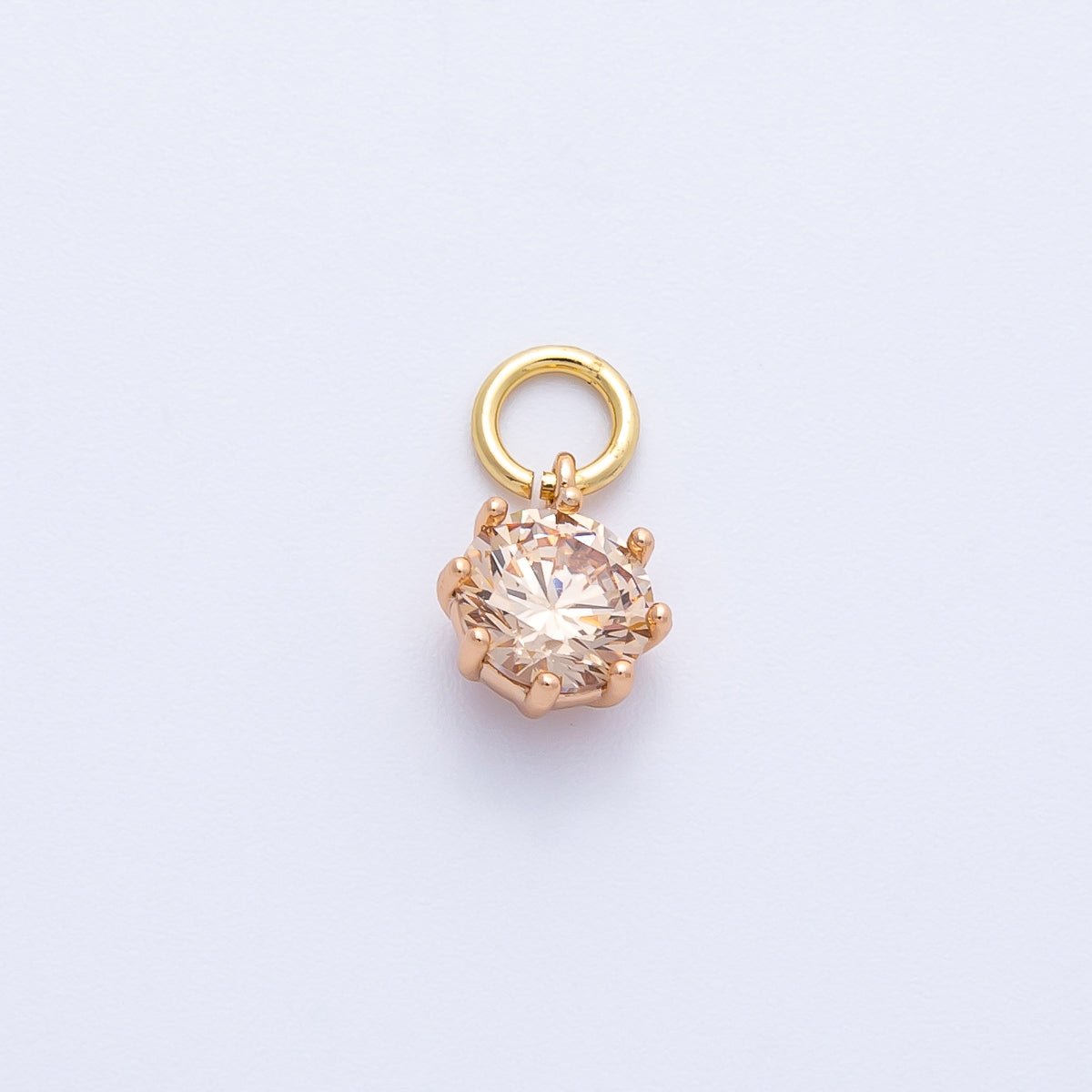 18K Gold Filled 9mm Pink, Peach Round CZ Birthstone Charm | Charms-00403 Charms-00404
