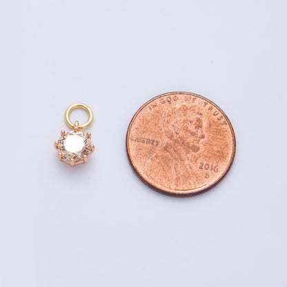 18K Gold Filled 9mm Pink, Peach Round CZ Birthstone Charm | Charms-00403 Charms-00404