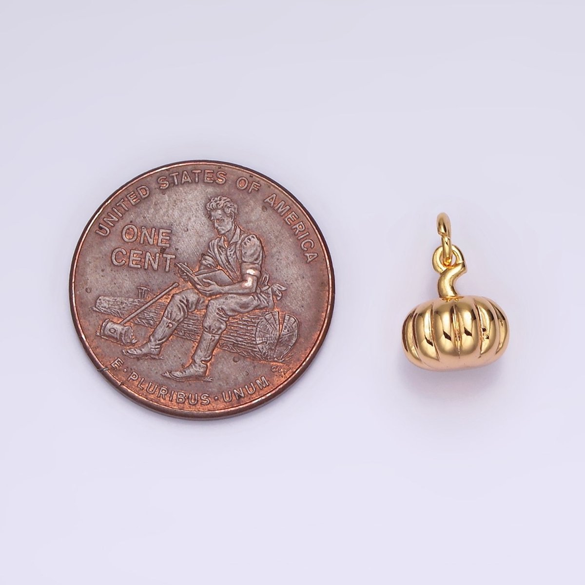 18K Gold Filled 9mm Pumpkin Fruit Puffed Add-On Charm | N-1760 W-481