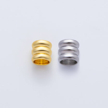 18K Gold Filled Alloy 6mm Triple Band Tube Spacer Bead in Gold &amp; Silver 10pcs  | B270
