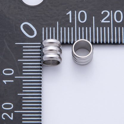 18K Gold Filled Alloy 6mm Triple Band Tube Spacer Bead in Gold &amp; Silver 10pcs  | B270