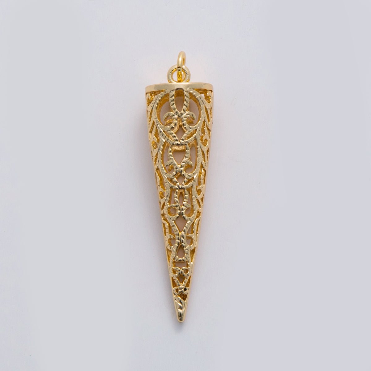 18K Gold Filled Artisan Filigree Triangle Charm | C308