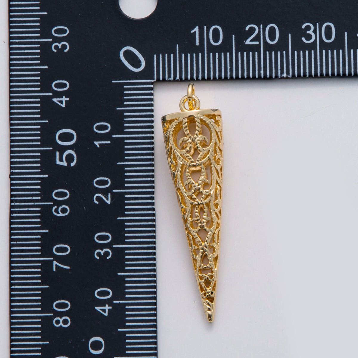 18K Gold Filled Artisan Filigree Triangle Charm | C308