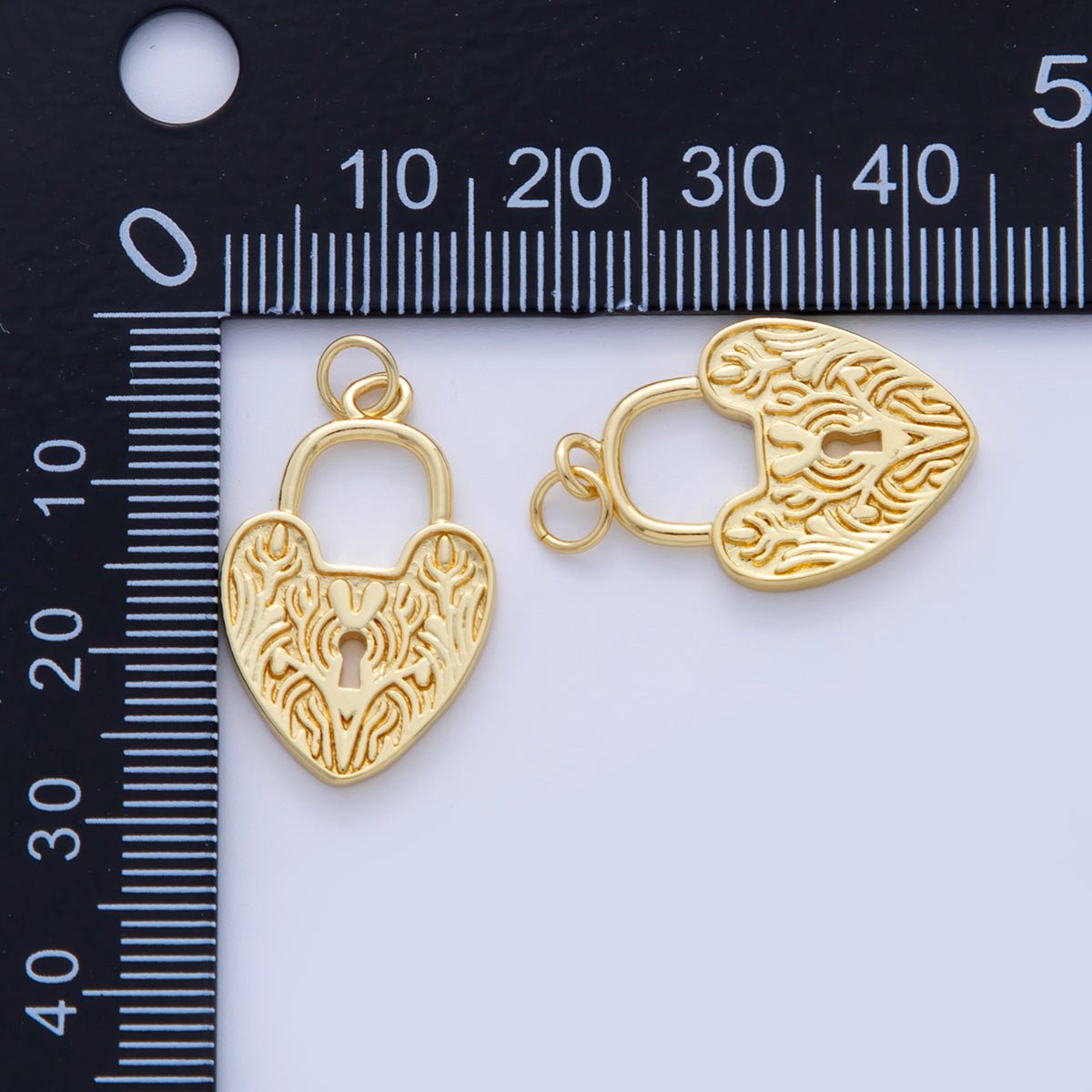 18K Gold Filled Artisan Heart Padlock Charm | AF324