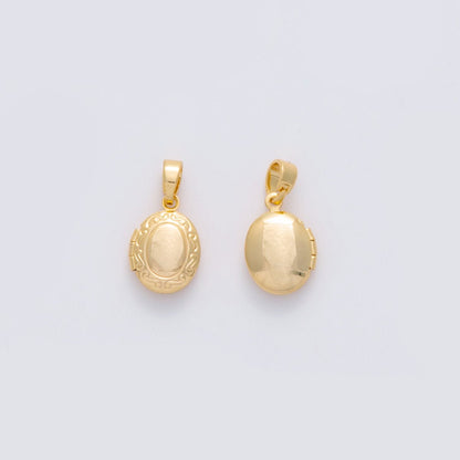 18K Gold Filled Artisan Oval Locket Pendant | AH689