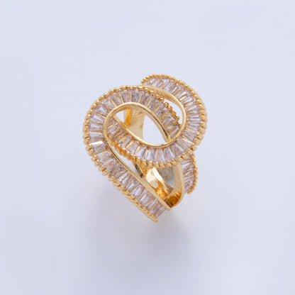 18K Gold Filled Baguette Geometric Knot Double Band Ring | O1725