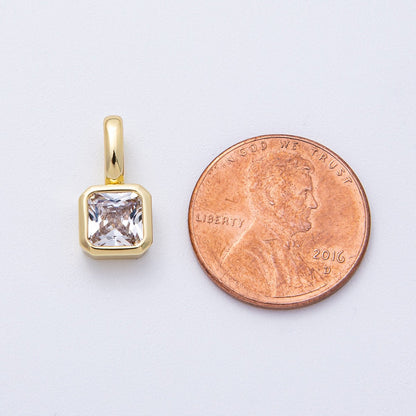 18K Gold Filled Birthstone Baguette CZ Pendant | AF1237 - AF1242